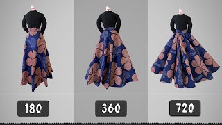 How To Cut 180 360 amp 720 Degree Flare Skirt [upl. by Aliuqet]