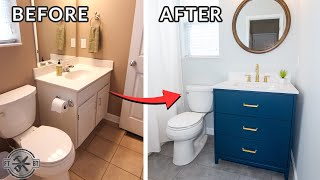 Easy Small Bathroom Remodel  DIY Makeover [upl. by Alolomo]