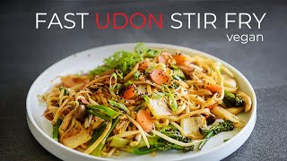 FAST Weeknight Udon Noodles Stir Fry Recipe [upl. by Koo]