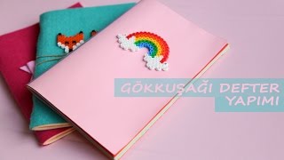 Gökkuşağı Defter Yapımı  KENDİN YAP  DIY  Rainbow Notebook [upl. by Ainoz930]