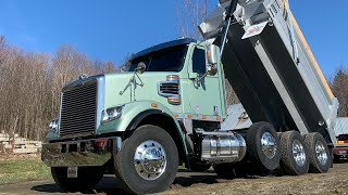 2021 Freightliner 122sd tri axle dump truck walk around [upl. by Auqinahs]