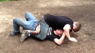 Elijah and Michael wrestling at camp [upl. by Ellerrad]