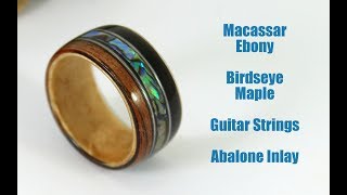 How To Make A Bent Wood Ring With Guitar Strings And Abalone Inlay [upl. by Mairb156]