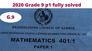 ECZ 2020Grade 9 Mathematics P1 [upl. by Dickie]