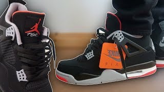 How To Lace Jordan 4 Breds 4 Ways w ON FEET  Featuring Breds 2019 THE BEST WAY [upl. by Farmann]