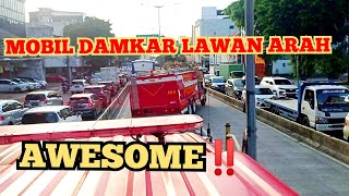 MOBIL DAMKAR LAWAN ARAH MEMBELAH KEMACETAN [upl. by Eloisa435]