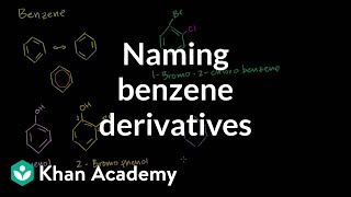 Naming benzene derivatives introduction  Aromatic Compounds  Organic chemistry  Khan Academy [upl. by Ecadnak]