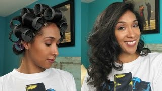 Curly To Straight Hair Roller Set [upl. by Suilenroc]