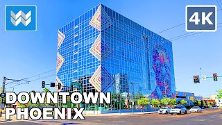 4K Downtown Phoenix Arizona USA Summer Walking Tour amp Travel Guide 🎧 Binaural City Sound [upl. by Kippie]