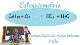 Estequiometría Combustión Completa del octano ReactLimitante Exceso y rendimiento [upl. by Yokoyama]