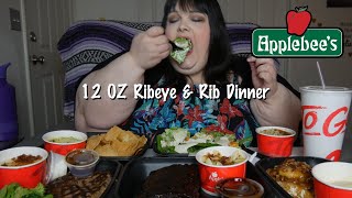 Applebees 12 OZ Ribeye amp Rib Dinner Mukbang [upl. by Lakym5]