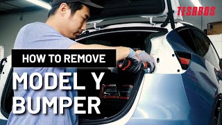 How to Remove Your Model Y Rear Bumper  TESBROS [upl. by Eadrahc]