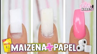 UÑAS POSTIZAS con PAPEL HIGIÉNICO y MAIZENA [upl. by Attlee901]