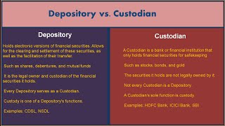 6  Depository Vs Custodian  Stock Market [upl. by Cathryn690]