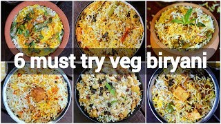 6 must try veg biryani recipes  unique biryani recipes [upl. by Anigar]