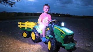 Finding a lost tractor on the farm at night  Tractors for kids adventure [upl. by Dreher]