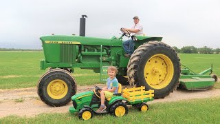 A day working on the farm for kids  Tractors for children [upl. by Nevin]