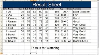 How to Create Result Sheet in MS Excel  Lunar Computer College [upl. by Rodnas20]