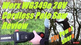 Worx WG349E 20V Cordless Pole Saw Pruner Review [upl. by Acisset577]