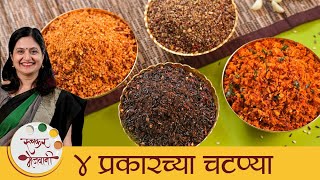 Four Types Dry Chutney  ४ प्रकारच्या चटण्या  Chutney Recipes  Easy Chutney Recipe By Mugdha [upl. by Haek857]