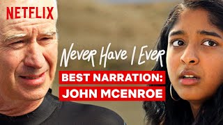 Best Narration From John McEnroe  Never Have I Ever  Netflix [upl. by Emelen192]