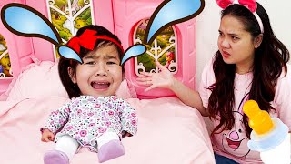 Jannie Pretend Play Turning into a Real Baby Funny Kids Video [upl. by Orrocos757]