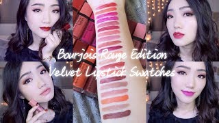 Bourjois Rouge Edition Velvet Lipstick 20 Shades Swatches  2018 New Shades [upl. by Aicilanna]