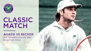 Andre Agassi vs Boris Becker  Wimbledon 1992 Quarterfinal  Full Match [upl. by Lleryt]