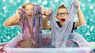 100 Layers of Glitter in Giant Clear Slime [upl. by Ahseenak]