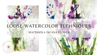 EASY Loose Watercolor  Matthiola Incanna Flower [upl. by Desdee]