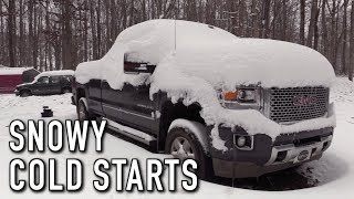 Cold Starting A Few Of My Vehicles In The First Snow Of The Season [upl. by Grannie147]