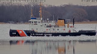 Working the St Clair River ice with USCGC Neah Bay in Algonac 22625 [upl. by Rind]