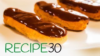 How to make Chocolate Eclairs  The Classic French Chocolate Custard pastry [upl. by Heiney]