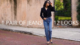 How To Style Straight Leg Baggy Jeans 12 Ways  90s Style Jeans Lookbook [upl. by Wesle945]