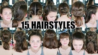 15 Heatless Hairstyles for SHORT hair BACK TO SCHOOL [upl. by Dannon]