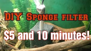 Cheap and easy aquarium sponge filter DIY How To [upl. by Grounds]