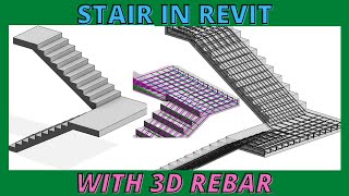 Revit structure 3D Rebar reinforcement in stairs [upl. by Leay]