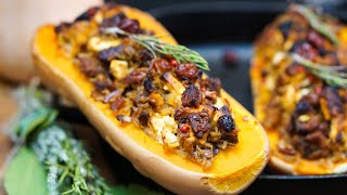 RECETTE COURGE BUTTERNUT FARCIE VEGETARIENNE [upl. by Lezah137]