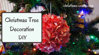 DIY CHRISTMAS TREE DECORATION Stylish Xmas Bauble made from Fabric and a Polystyrene Ball [upl. by Chyou423]