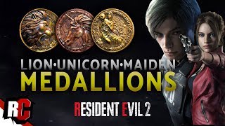 Resident Evil 2  All 3 Medallion Locations How to get Lion Unicorn amp Maiden Medallion [upl. by Nicks]