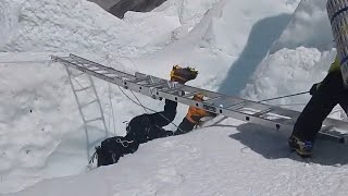 Everest Crevasse Fall amp Emergency Rescue [upl. by Morlee]