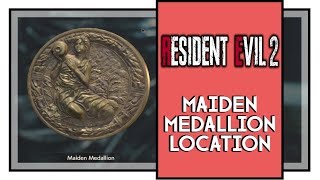 Resident Evil 2 Remake Maiden Statue Medallion Location And Solution [upl. by Luhe]