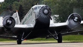 Crosswind Departure of a World War II plane  Junkers JU52 HD [upl. by Lednahs]