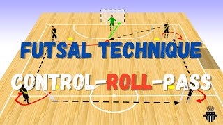 Futsal Technique Training Drill  Control  Roll  Pass [upl. by Yrrac]