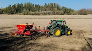 Seeding and Cultivating Spring 2019 Väderstad Rapid 300c amp John Deere 6130R [upl. by Yrreiht]