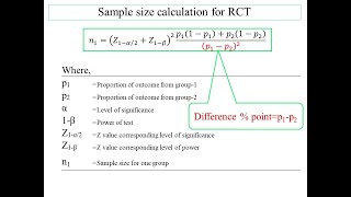 Sample size calculation for randomized control trial RCT [upl. by Flory]