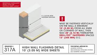 High Wall Flashing Detail 10ft 305m Wide Sheets  TPO Commercial Roofing  GAF Drawing 317A [upl. by Gebler]