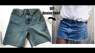 DIY Denim Skirt From Jeans [upl. by Edrick]