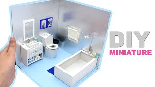 DIY Miniature Dollhouse Room 11 Bathroom Toilet Lavatory Bathtub shower  Manilature [upl. by Atinuj74]