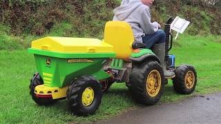 Kids tractors john deere children drive tractors rolly toys tractor trailer [upl. by Sy105]